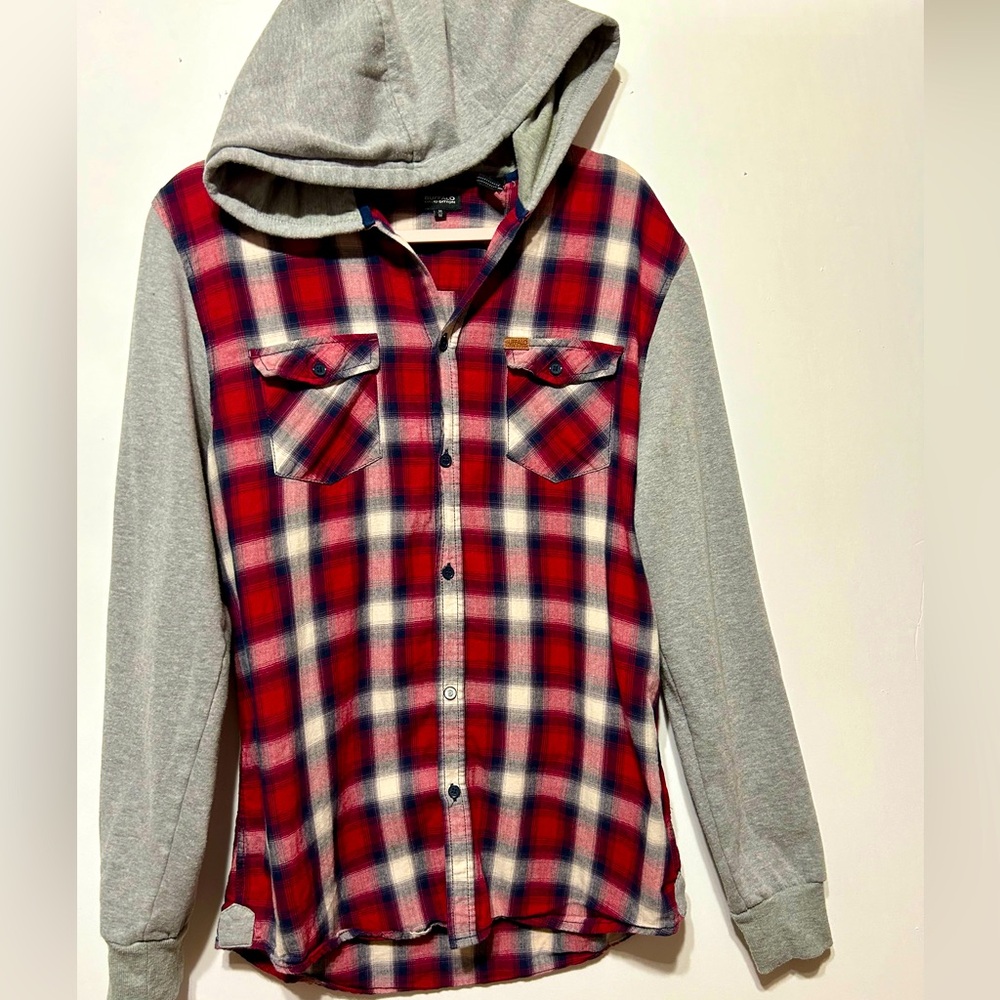 Buffalo David Bitton plaid hooded shirt